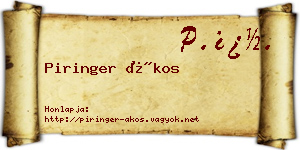 Piringer Ákos névjegykártya